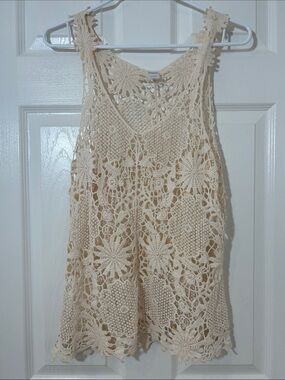 Crochet Lace Tank Top - Cream